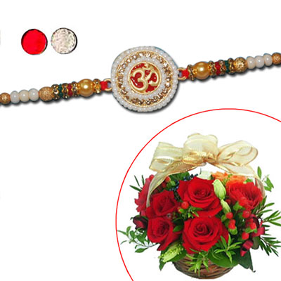"RAKHIS -AD 4010 A (Single Rakhi), 15 Red Roses Basket - Click here to View more details about this Product